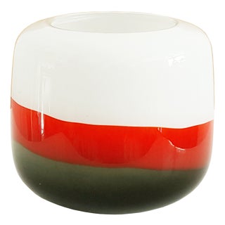 White, Red and Grey Murano Glass Vase attributed to Salviati, 1960s For Sale