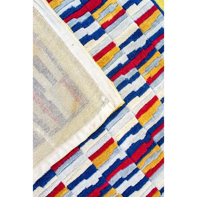 Hand Tufted Geometric Rug, 1970s For Sale - Image 4 of 5