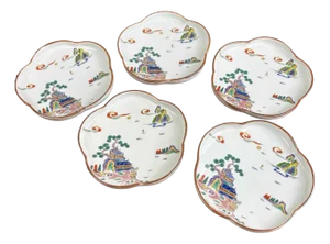 Kozara Porcelain Plates attributed to Shobido Honten & Arita Yaki, 1950s, Set of 5