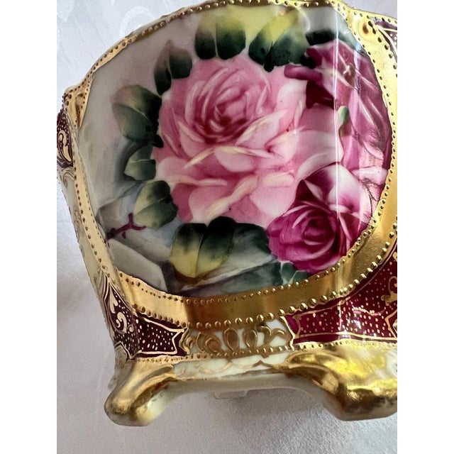 Japanese Antique Nippon Morimura Floral Moriage Biscuit Jar, Gold & Mauve For Sale - Image 3 of 15