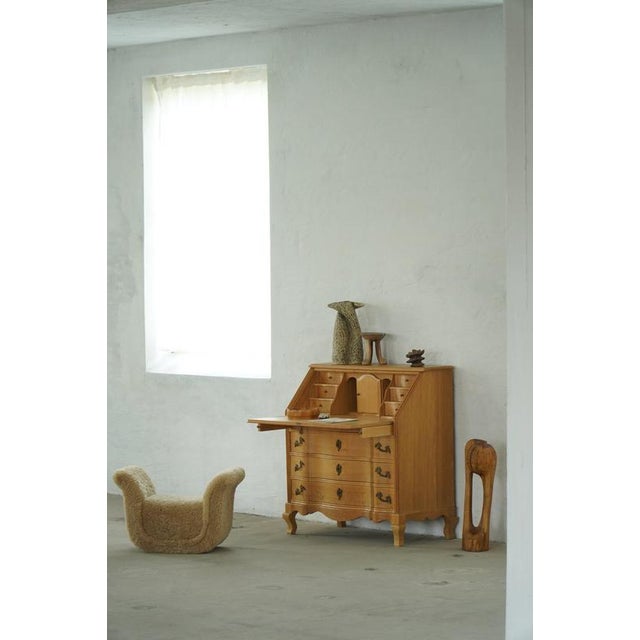 Vintage Danish Oak Drop‑Front Secretaire, 1950s For Sale - Image 16 of 18
