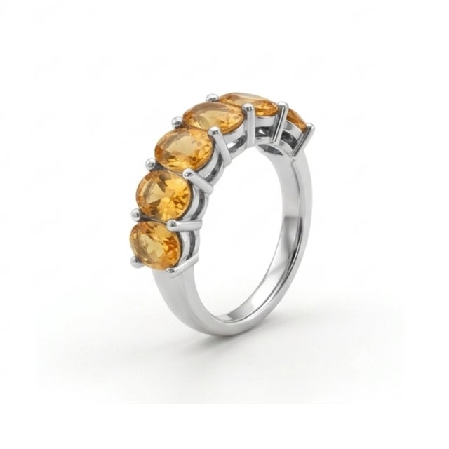 Not Yet Made - Made To Order Natural Citrine Half Band Modern Ring, Dainty Stacking Gemstone Ring Us 7 For Sale - Image 5 of 5