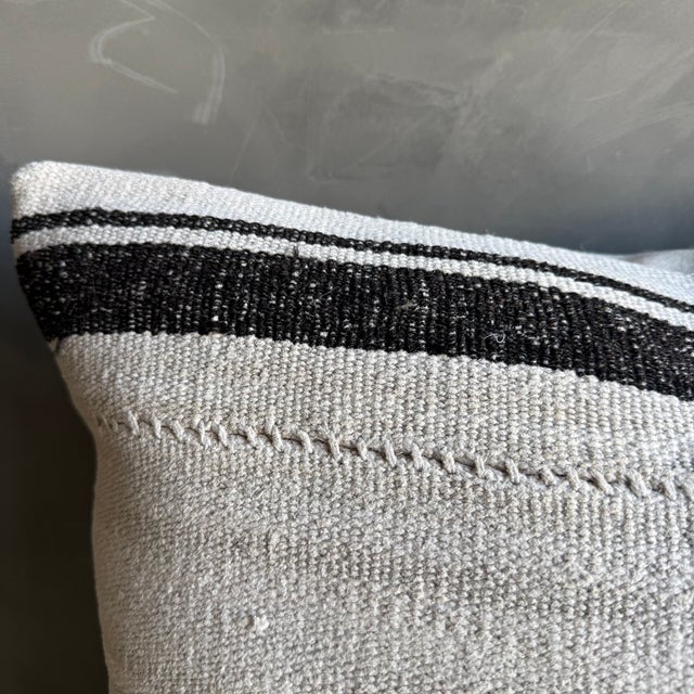 Mid-Century Modern Vintage Rug Pillow Cover With Stripes For Sale - Image 3 of 6