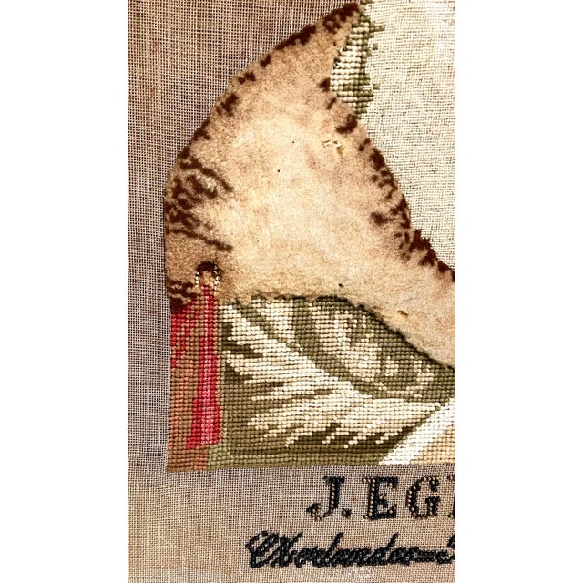 1900 - 1909 Unknown, Hungarian Rabbi Akiba Eger 19thC Judaica Folk Art Tapestry Needlepoint Sampler For Sale - Image 5 of 7