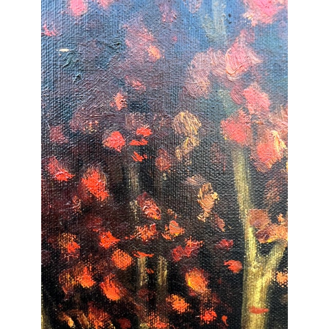 1968 Ling Autumn Foliage and Creek Landscape Oil Painting- Framed For Sale - Image 9 of 13