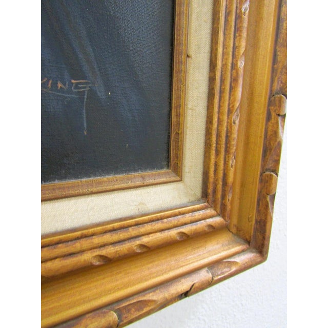 1970s M. King Oil Painting Portrait of a Sea Captain Smoking a Pipe Signed and Framed For Sale In Miami - Image 6 of 9