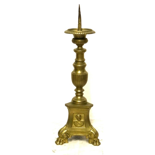 Antique Brass Altar Candlestick from Unbekannt, 1890s, in Very Good conditions. Designed 1890 to 1919 I have official...