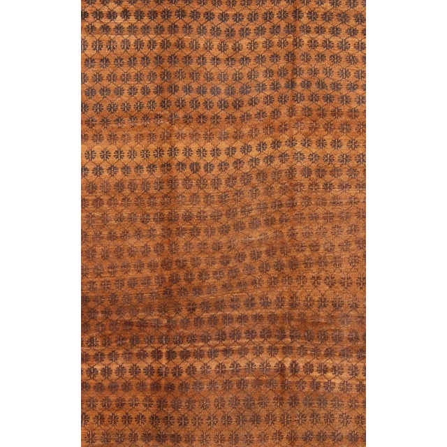 Vintage Hand Knotted Turkish Kars Rug With Modern Latticework Pattern in Shades of Brown For Sale - Image 4 of 9