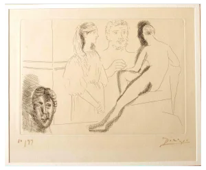 Pablo Picasso, Sculpteur devant sa Sculpture, Etching, 1927