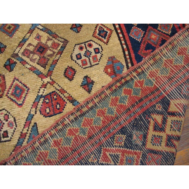 1890s Tan Camel Geometric Tribal Antique Caucasian Kazak Rug 3'7" X 9'9" Handknotted Wool Carpet For Sale In New York - Image 6 of 6