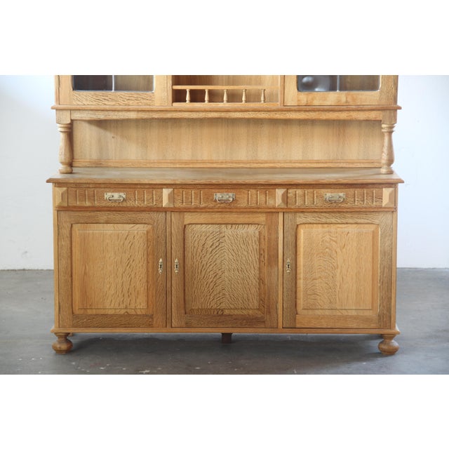 Brown Vintage Danish Brutalist Light Oak Dining Cabinet in the style of Henning Kjærnulf, 1970s For Sale - Image 8 of 18