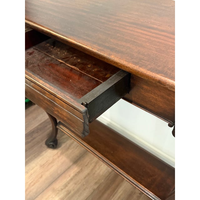 Brown Vintage Traditional Console Sofa Table With Drawer & Lower Shelf – Solid Wood For Sale - Image 8 of 9