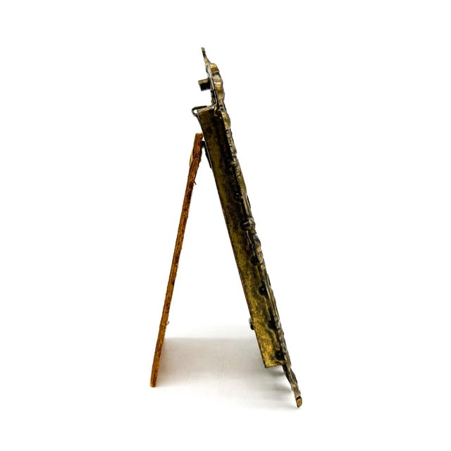 Metal Vintage Italian Ornate Cast Metal Picture Frame With Hummingbird Print | Hollywood Regency, Rococo Style For Sale - Image 7 of 10