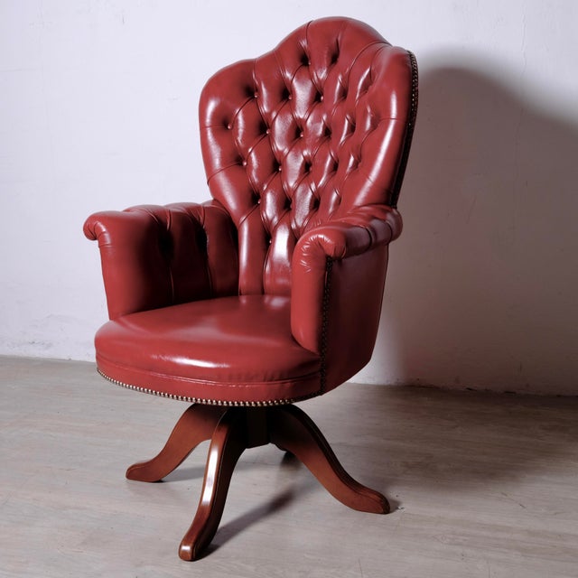 Vintage Chesterfield-Style Swivel Office Chair, 1960s For Sale - Image 13 of 18