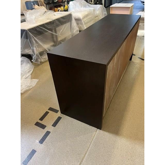 2010s Cerused Wood Cabinet – Modern Textured Sideboard With Sculptural Grain & Dark Frame For Sale - Image 5 of 7