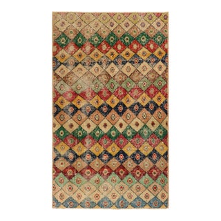Vintage Zeki Müren Rug With Polychromatic Diamond Patterns, From Rug & Kilim For Sale