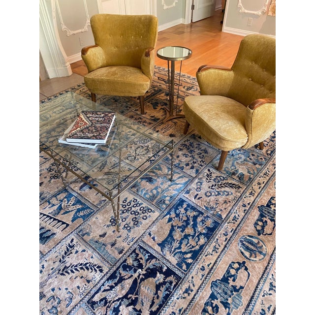 ✂ - - - - - m e a s u r e m e n t s: 9’8“ x 12’, 295cm x 365.76cm, 79.85 Lbs C O L O R S Base: tan Accents: navy, blue,...