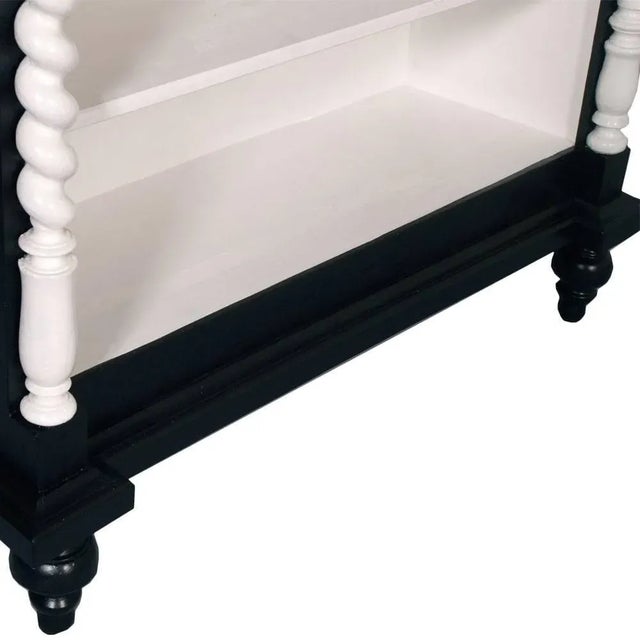 Ebonized Neoclassic Carved Walnut & Lacquered Bookcase, 1900s For Sale - Image 6 of 8