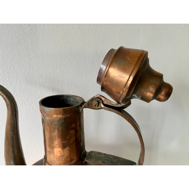 19th Century 19th Century Large Solid Copper Ewer/Jug With Hinged Lid For Sale - Image 5 of 9