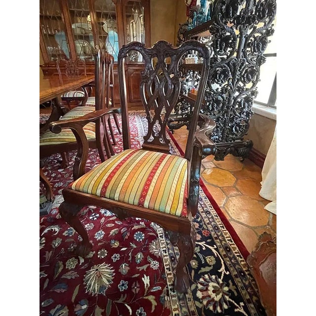 Wood 1950s Large Baker Dining Table & 10 Chippendale Style Dining Chairs For Sale - Image 7 of 12