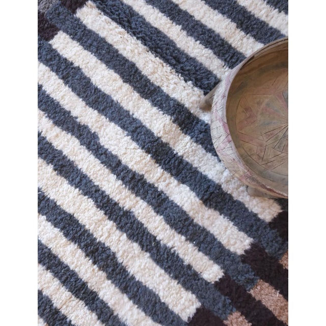 Blue Modern Striped Moroccan Rug - 9.8 X 8.3 Ft For Sale - Image 8 of 8
