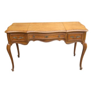 Mid Century Thomasville Louis XVI Fruitwood Mirrored Dressing Table / Vanity For Sale