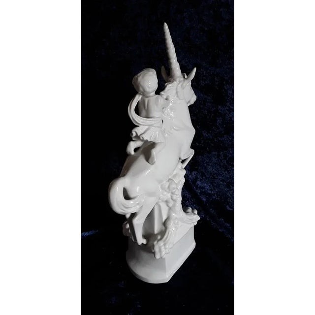 Vintage German Art Deco Unicorn Rider Sculpture by Ens Volksstedt Rudolstadt, 1920s For Sale - Image 6 of 9