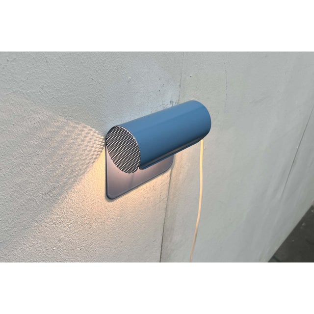 Danish Postmodern Light Blue Perforated Metal Pendant from Abo Randers, 1980s For Sale - Image 14 of 18