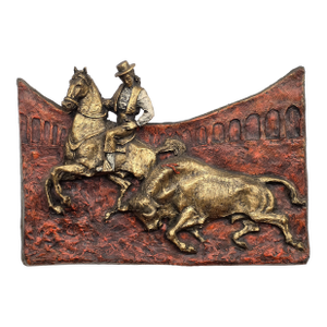 1960s Mid Century Sculpted Fiberglass Bull Fighter Wall Sculpture