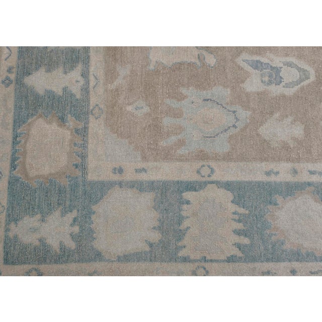 Early 21st Century Turkish Oushak Rug Taupe, Blue & Ivory Handwoven Wool Rug 8' X 9'8" For Sale - Image 5 of 9