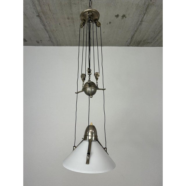 Metal Art Deco Adjustable Hanging Lamp, 1940s For Sale - Image 7 of 8