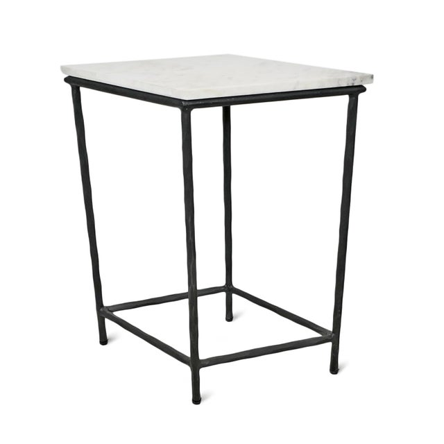 2020s Modern Marble & Iron Diamond Side Table For Sale - Image 5 of 7