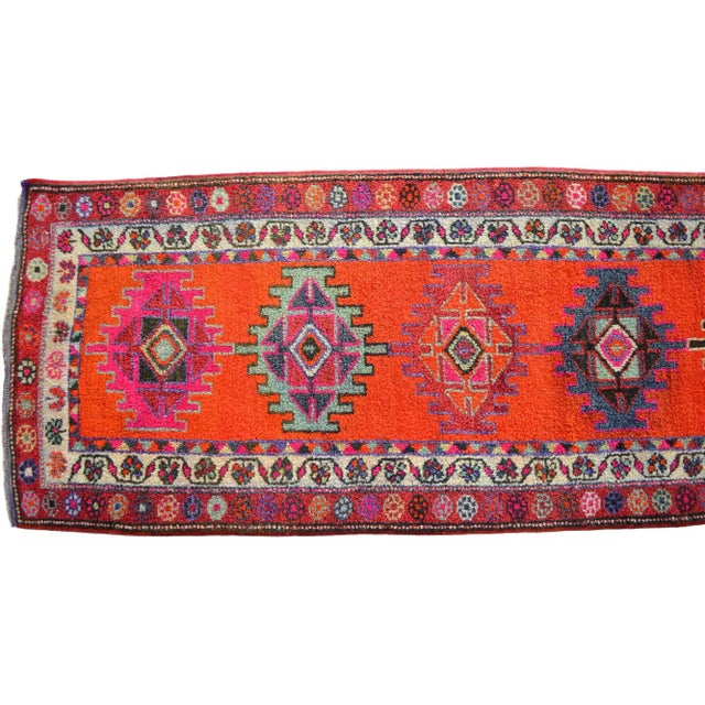 Shimmery Turkish Runner Rug. Hand-Knotted Tribal Extra Long Halway Rug Kitchen Decor - 2′9 × 13′8″ For Sale - Image 11 of 16