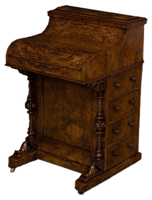 Antique Victorian Burr Walnut Davenport Desk