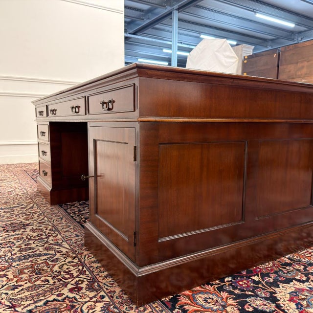 Black Large English Classic Partner Desk For Sale - Image 8 of 18