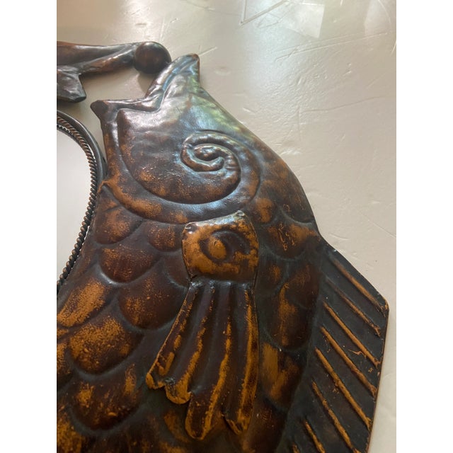 Late 20th Century Maitland Smith Style Asian Koi Fish Metal Wall Mirror For Sale - Image 5 of 7