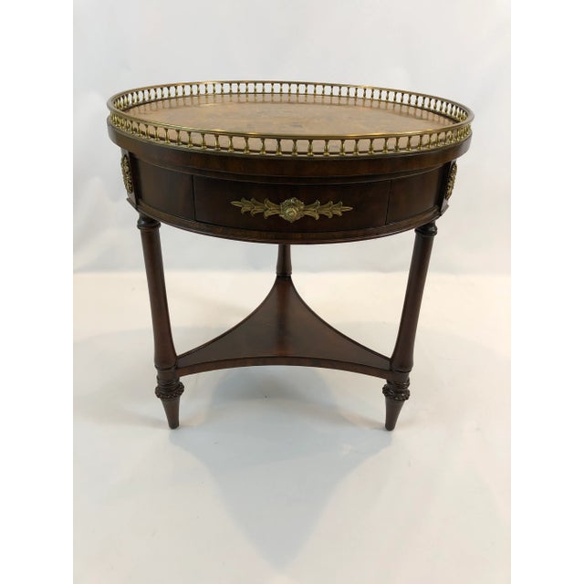 2000 - 2009 Maitland Smith 3 Drawer Round Side Table With Faux Marble Top For Sale - Image 5 of 12