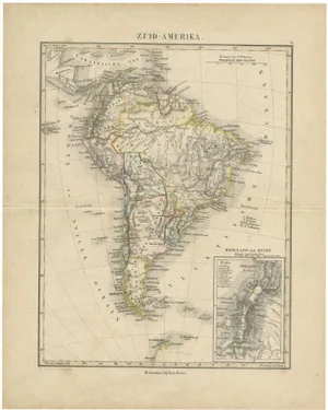 Antique Map of South America by Petri, 1873