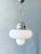 Silver Italian Opal Glass and Chrome Pendant Lamp, 1970s For Sale - Image 8 of 8