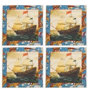 Siren Song Galleon Dinner Napkins - Set of 4 For Sale