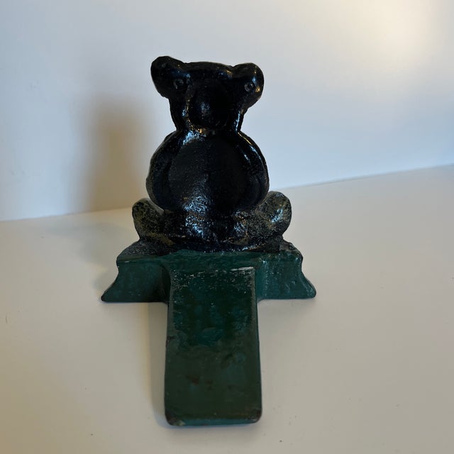 Mid 20th Century Small Hand Painted Cast Iron Doorstop - Teddy Bear For Sale In Washington DC - Image 6 of 8
