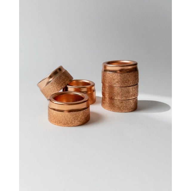 Mid-Century Stackable Egg Cups in Hammered Copper Metal, Germany, 1960s, Set of 6 For Sale - Image 3 of 11