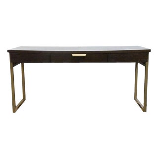 Martin Furniture Axis Collection Contemporary Modern 64" Writing Desk - Mocha Finish W. Bronze Finished Metal Frame For Sale