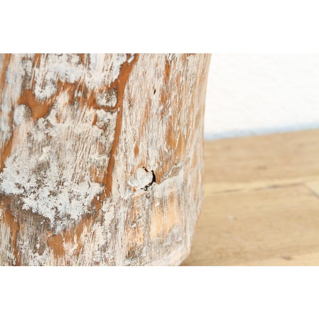 Wood Vintage Hand-Hewn Whitewashed Mortar Planter For Sale - Image 7 of 10