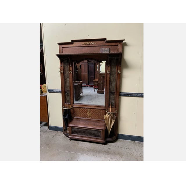 Antique Art Nouveau Wardrobe with Clothes Rack and Chest, 1910 For Sale - Image 4 of 9
