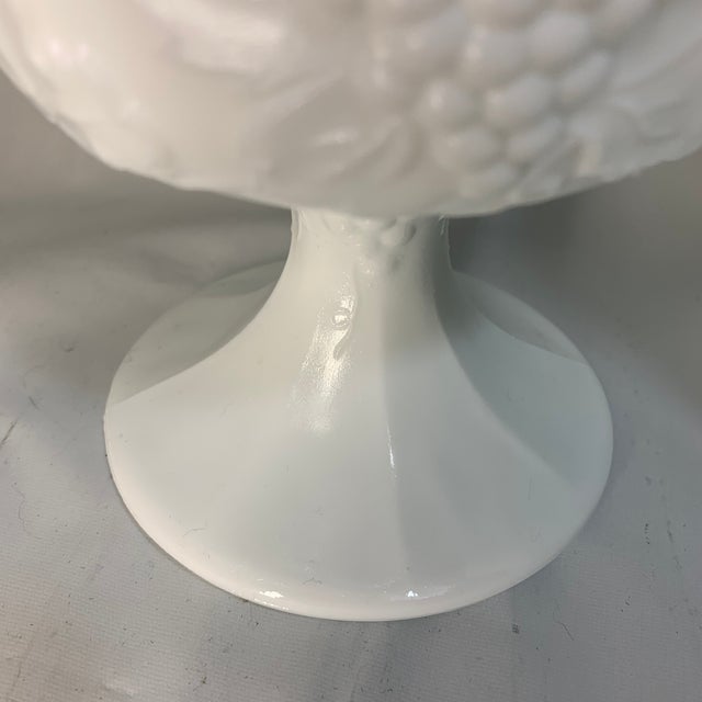 1960s Vintage White Milk Glass Pedestal Bowls by Indiana Glass - Pair For Sale - Image 5 of 6