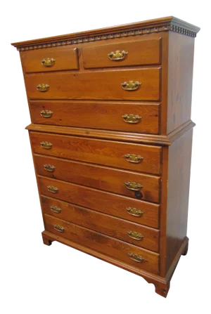 Pine Benchmade Chippendale Country Style Chest on Chest
