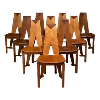 Dining Chairs by Søren Nissen and Ebbe Gehl for Seltz, France, 1980s, Set of 10 For Sale