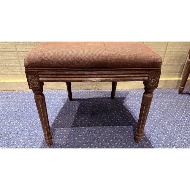 2000 - 2009 Restoration Hardware Set of 6 French Louis XVI Style Upholstered Dining Chairs in Belgian Linen For Sale - Image 5 of 13