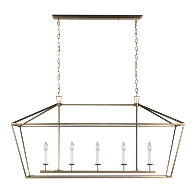 Traditional Chapman & Myers By Visual Comfort Studio Dianna 5-Light Linear Chandelier in Satin Brass For Sale - Image 3 of 3